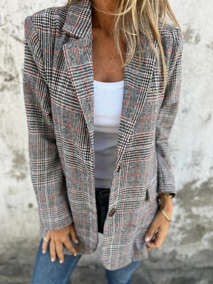 Blazer Rétro Pied-de-Poule Élégant - Belle Femme Paris