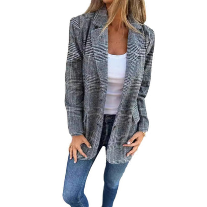 Blazer Rétro Pied-de-Poule Élégant - Belle Femme Paris